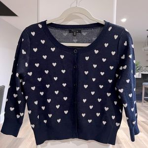 Navy heart short fitted cardigan